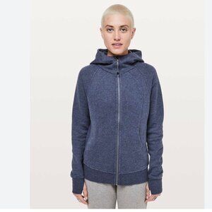 Lululemon scuba hoodie Gatsby heather blue color 12 w/. The cape house imprint